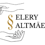 Kaks kontuurset kätt, üks üleval ja teine all, raamivad teksti ELERY ALTMÄE, mille suur kuldne sektsioonisümbol (§) asendab S-i SELERY-s. Taust on helehall, tekitades moodsat assistendikoolitunnetust.